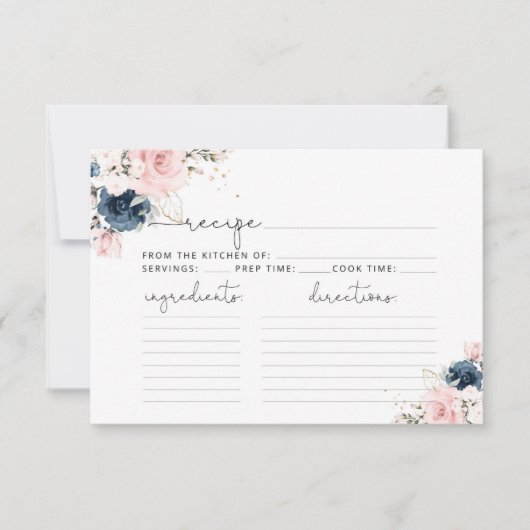 Blush navy floral recept card (Voorkant)