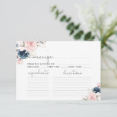 Blush navy floral recept card (Staand voorkant)