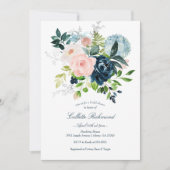 Blush Navy Floral Vrijgezellenfeest Kaart (Voorkant)