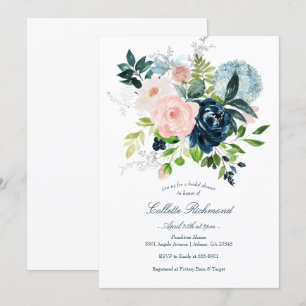 Blush Navy Floral Vrijgezellenfeest Kaart