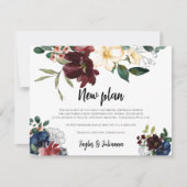 Blush Navy Floral Vrijgezellenfeest uitstel Kaart (Voorkant)