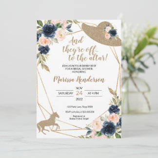 Blush & Navy Flowers Kentucky Derby Vrijgezellenfe Kaart