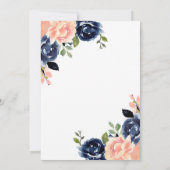 Blush & Navy Flowers Vrijgezellenfeest Brunch & Bu Kaart (Achterkant)