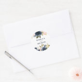 Blush & Navy Flowers Wedding or Engagement Party Ronde Sticker (Envelop)