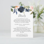 Blush & Navy Flowers White - Kaart met details (Staand voorkant)