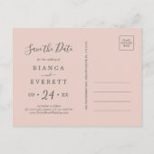 Blush & Navy Flowers White Save the Date Briefkaar Uitnodiging Briefkaart (Achterkant)