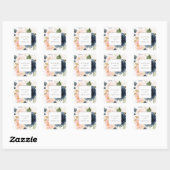 Blush & Navy Flowers White Wedding Envelope Seals Vierkante Sticker (Vel)
