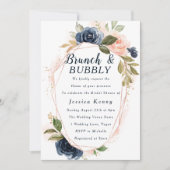 Blush Navy Geometric Vrijgezellenfeest Brunch & Bu Kaart (Voorkant)