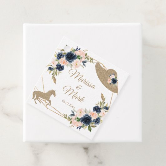 Blush & Navy Kentucky Derby Wedding Bedankjes Labels (In situ)