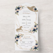 Blush & Navy Kentucky Derby Wedding Invitations All In One Uitnodiging (Binnen)