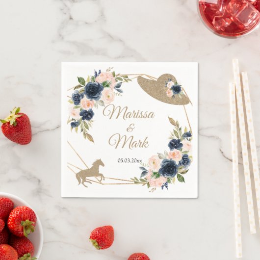 Blush & Navy Kentucky Derby Wedding Servet (Insitu)