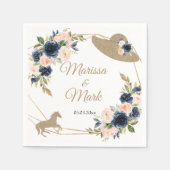 Blush & Navy Kentucky Derby Wedding Servet (Voorkant)