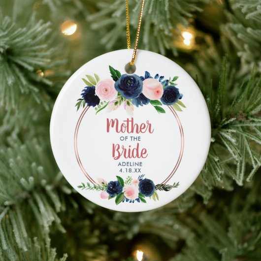 Blush Navy Rozen Specialized Moeder of the Groom Keramisch Ornament (Boom)