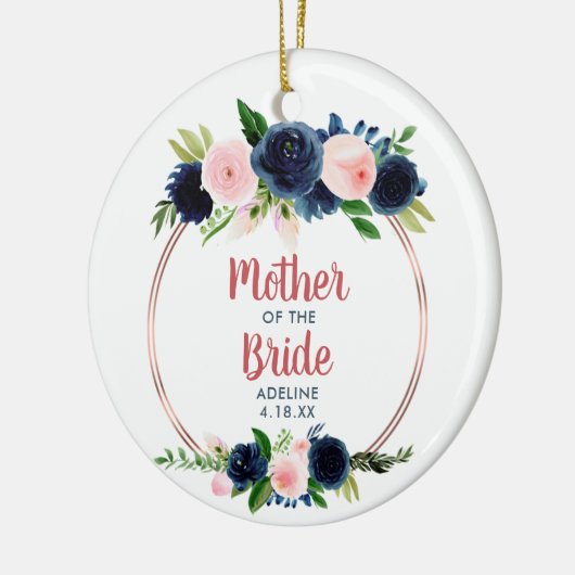 Blush Navy Rozen Specialized Moeder of the Groom Keramisch Ornament (Links)