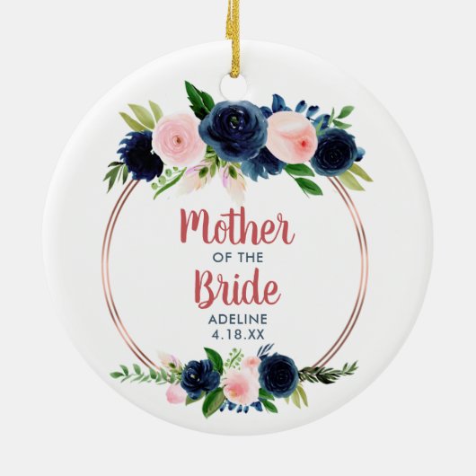 Blush Navy Rozen Specialized Moeder of the Groom Keramisch Ornament (Achterkant)