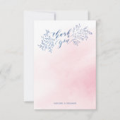 Blush navy rustieke bloemenkalligrafie dank u bedankkaart (Voorkant)