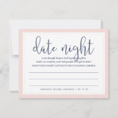 Blush & Navy Vrijgezellenfeest Datum Nacht Kaart (Voorkant)