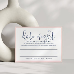 Blush & Navy Vrijgezellenfeest Datum Nacht Kaart