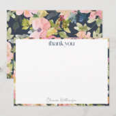 Blush Navy Waterverf Floral Custom Vrijgezellenfee Bedankkaart (Voorkant / Achterkant)
