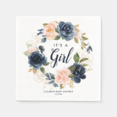 Blush Navy Wreath Waterverf Baby shower Napkins Servet (Voorkant)