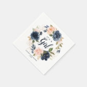 Blush Navy Wreath Waterverf Baby shower Napkins Servet (Hoek)