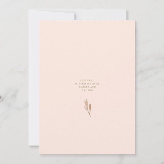 Blush Neutraal Bloemen Bruids Brunch Douche Kaart (Achterkant)