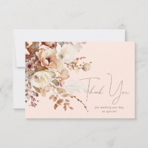 Blush Neutral Floral Dank je wel Kaart
