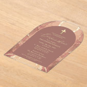 Blush Neutral Gold Agaat bevestiging Modern Acryl Uitnodigingen (Laagn)