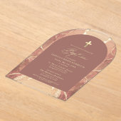 Blush Neutral Gold Agaat Doop Modern Elegant Acryl Uitnodigingen (Laagn)