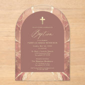 Blush Neutral Gold Agaat Doop Modern Elegant Acryl Uitnodigingen (Voorkant)