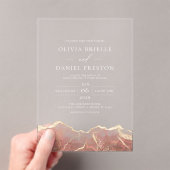 Blush Neutral Gold Agaat Elegant Modern Wedding Acryl Uitnodigingen (Insitu (Draagbaar))