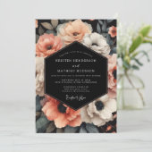 Blush Nocturne Bloom Bruiloft Kaart (Staand voorkant)