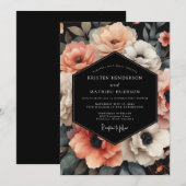 Blush Nocturne Bloom Bruiloft Kaart (Voorkant / Achterkant)