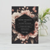Blush Noir Bloom Wedding Kaart (Staand voorkant)