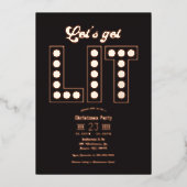 Blush Noir Let's Get Lit Retro Christmas Party Folie Uitnodiging (Voorkant)