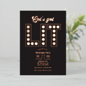 Blush Noir Let's Get Lit Retro Christmas Party Folie Uitnodiging (Staand Voorkant)