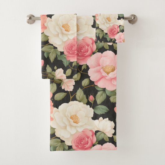 Blush Noir Roos Harmony Soft Pastel Rozen Bad Handdoek (Insitu)