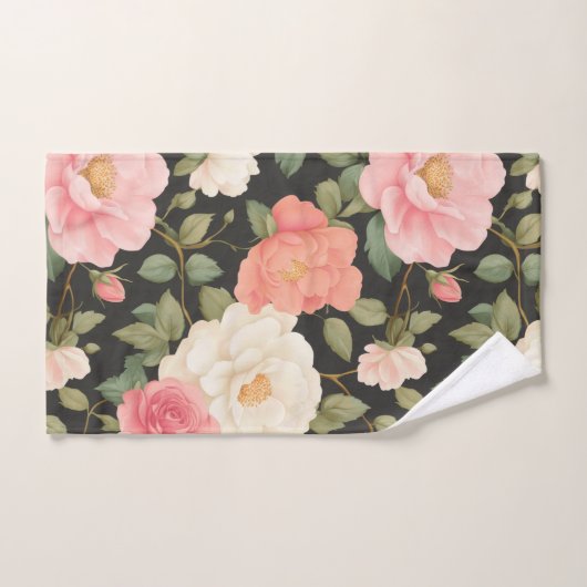Blush Noir Roos Harmony Soft Pastel Rozen Bad Handdoek (Handdoek)