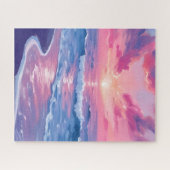 Blush Ocean Sunset Waves Watercolor Legpuzzel (Horizontaal)