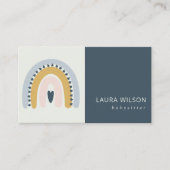 BLUSH OCHRE NAVY SCANDI HEART RAINBOW BABYSITTER VISITEKAARTJE (Voorkant)