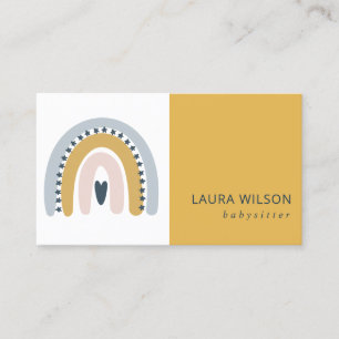 BLUSH OCHRE NAVY SCANDI HEART RAINBOW BABYSITTER VISITEKAARTJE
