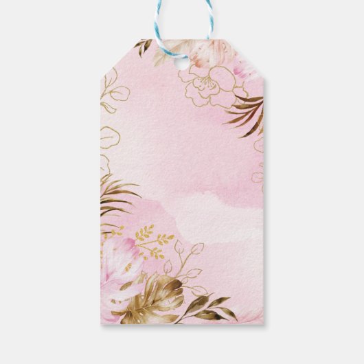 Blush Oerwoud dieren Wild 1 meisje 1 geboorte Cadeaulabel (Achterkant)