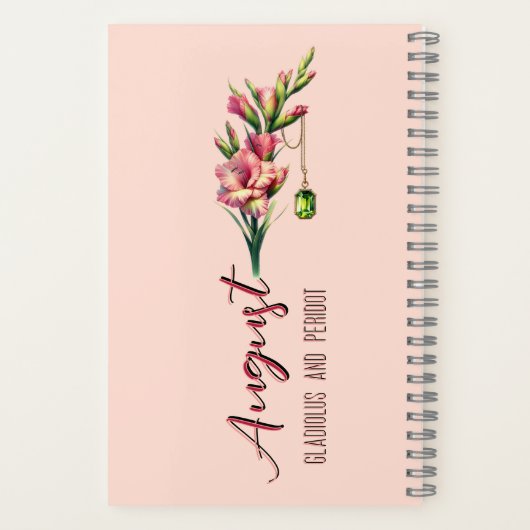 Blush of August: Gladiolus & Peridot Keepsake  Notitieboek (Achterkant)