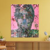 Blush of Emotion: Het Abstracte gezicht in roze ca Canvas Afdruk (Insitu (Woonkamer))