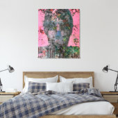 Blush of Emotion: Het Abstracte gezicht in roze ca Canvas Afdruk (Insitu (Slaapkamer))