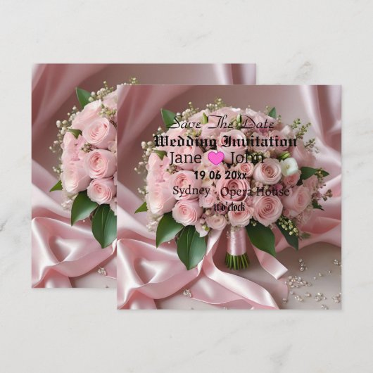 "Blush of Love: Een Boeket van Tijdloze Romantiek" Save The Date (Voorkant / Achterkant)