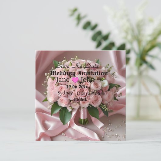 "Blush of Love: Een Boeket van Tijdloze Romantiek" Save The Date (Staand voorkant)