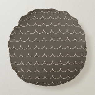Blush & Olive Scallop Geometrisch Kussen - Rond