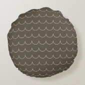 Blush & Olive Scallop Geometrisch Kussen - Rond (Achterkant)