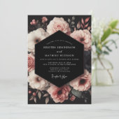 Blush Onyx Boeket Bruiloft Kaart (Staand voorkant)